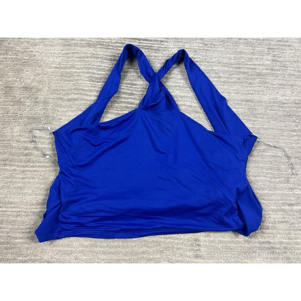 Wisteria Lane Wrap Top‎ Womens Large Blue Halter Tied Polyester Blend